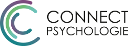 Het logo van Connect Psychologie, een hoofdletter C in de kleuren paars, blauwgroen en zeegroen, met daarnaast in hoofdletters geschreven Connect Psychologie.